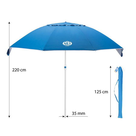 2w1 Parasol Parawan Plażowy Ogrodowy Składany Filtr UV + Uchwyt NILS CAMP