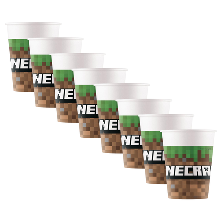 Kubeczki Papierowe Ozdobne Na Przyjęcie Dla Dziecka 200 ml Minecraft 8 szt.