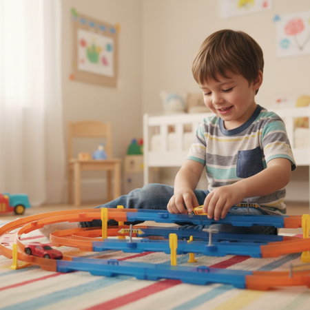 Tor Wyścigowy Samochodowy Owalny Pull Back Dla Dzieci + 2 Samochody TLD