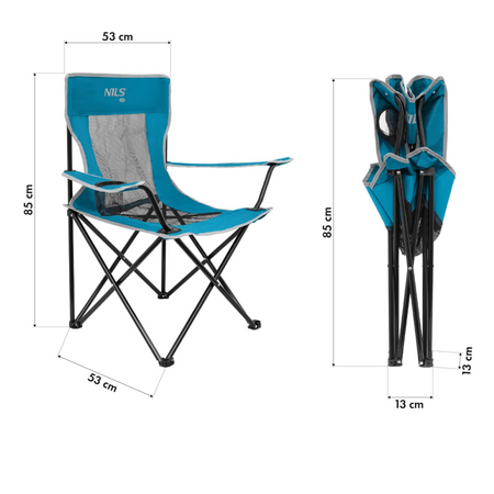 Krzesło Turystyczne Składane Kempingowe Plażowe Ogrodowe + Pokrowiec NILS