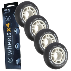 Kółka Do Łyżworolek Kauczukowe Zestaw 4 szt. Czarne Matowe 72 mm NILS