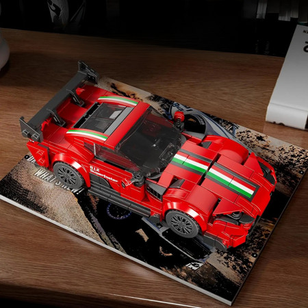 Klocki Konstrukcyjne Auto Samochód Wyścigowy 449 Elementów + Gablota MOULD KING