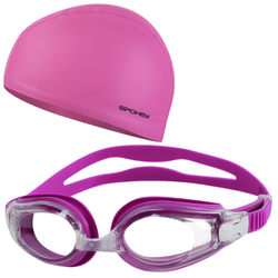 Okulary Pływackie Na Basen ANTI-FOG Filtr UV + Czepek Materiałowy Kąpielowy