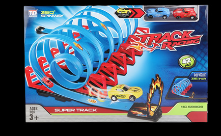 Tor Wyścigowy Samochodowy Pull Back Dla Dzieci 800 cm + 4 Samochody