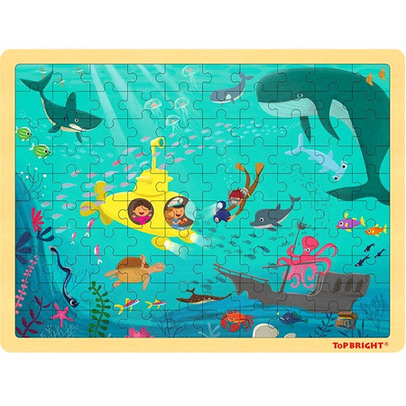 Puzzle Drewniane Dla Dzieci Ocean Zestaw 100 Elementów TOP BRIGHT