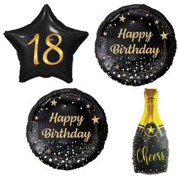 Balony Foliowe Na 18 Urodziny Osiemnastkę Szampan Gwiazda +2 Happy Birthday