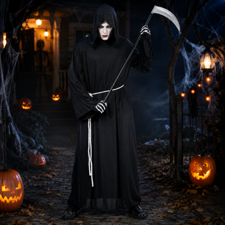 Strój Ponury Żniwiarz Śmierć Kostucha Kostium Na Halloween Dla Dorosłych