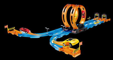 Tor Wyścigowy Samochodowy Pull Back Dla Dzieci 330 cm + 2 Samochody