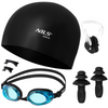 Zestaw Pływacki Na Basen Regulowane Okularki + Czepek + Zatyczki Do Uszu I Nosa NILS