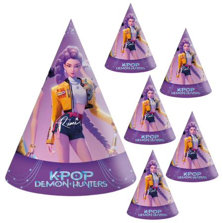 Czapeczki Papierowe Ozdobne Na Urodziny Przyjęcie K-POP DEMON HUNTERS 12szt