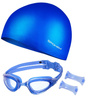 Zestaw Na Basen Niebieski Czepek + Niebieskie Okularki Pływackie