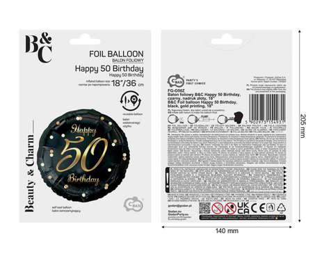 Balony Foliowe Na 50 Urodziny Imprezę Przyjęcie Happy Birthday Zestaw 3szt.