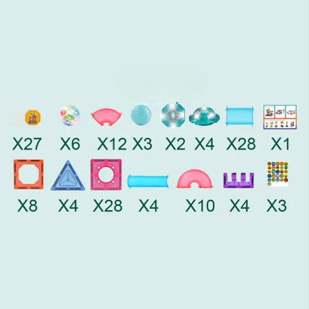 Klocki Magnetyczne Konstrukcyjne Świecący Tor Zestaw Dla Dzieci 140 el.