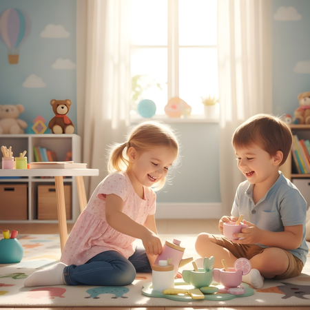 MERKAN Drewniany Zestaw Do Herbaty Czajnik Filiżanki + Tacka