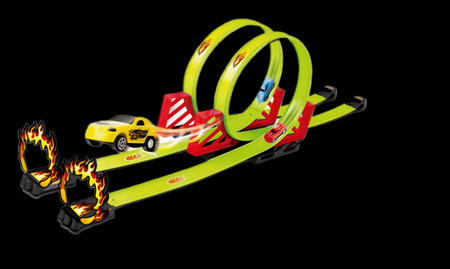 Tor Wyścigowy Samochodowy Pull Back Dla Dzieci 550 cm + 4 Samochody