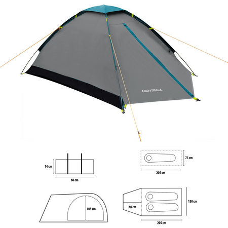 Namiot Turystyczny Kempingowy 2 Osobowy Wodoodporny Filtr UV + Pokrowiec