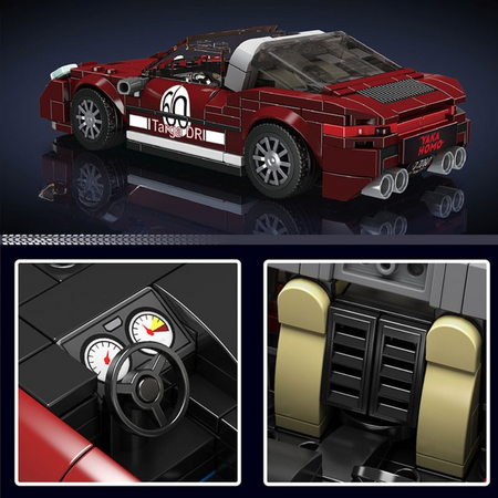 Klocki Konstrukcyjne Auto Samochód Wyścigowy 389 Elementów + Gablota MOULD KING