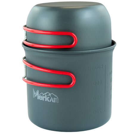 MERKAN Menażka Turystyczna Harcerska Wojskowa Garnek Z Przykrywką + Sztućce