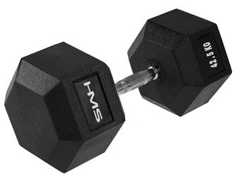 Ciężarek Hantla Sześciokątna Gumowana Do Treningu HEX PRO 42,5 kg HMS