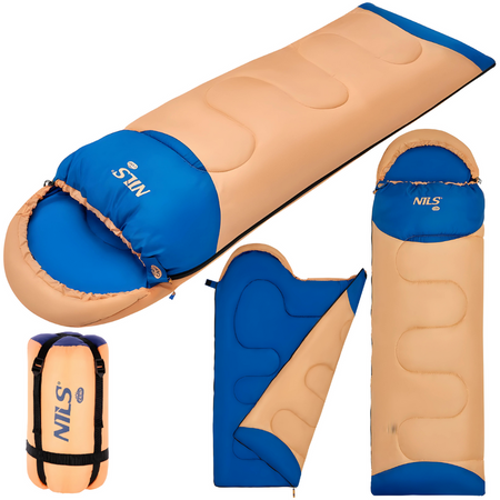 Ciepły Śpiwór Turystyczny Koperta Z Kapturem Dla Dziecka 180x60 cm + Karimata