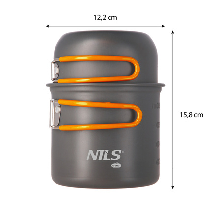 NILS Menażka Turystyczna Harcerska Wojskowa Garnek Z Przykrywką + Sztućce