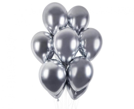 Balony Lateksowe Srebrne Klasyczne Chromowane Na Ślub Wesele 13" 100 szt.