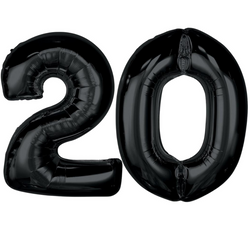 Balony Foliowe Czarne Metaliczne Dekoracja Na Urodziny GODAN 92 cm 20 Lat