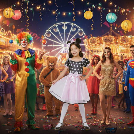 Strój Kostium Przebranie Myszka Sukienka + Opaska Na Karnawał Dla Dziecka