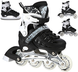 Łyżwy Rolki Regulowane Dziecięce Hokejowe 4w1 Łyżworolki Wrotki Kółka Kauczukowe