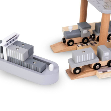 Dźwig Portowy Ruchomy Z Magnetyczną Wciągarką Zabawka Edukacyjna Dla Dzieci