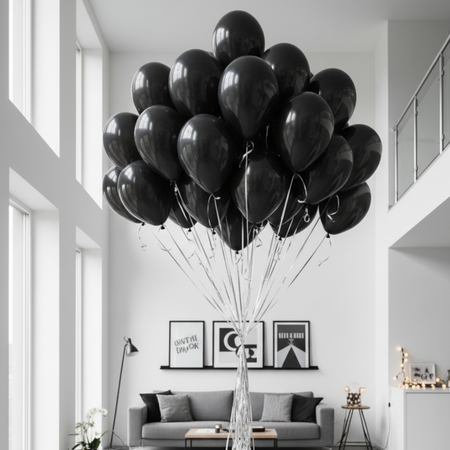 Balony Pastelowe Lateksowe Czarne Na Urodziny Dekoracja 48 cm - 25 szt.