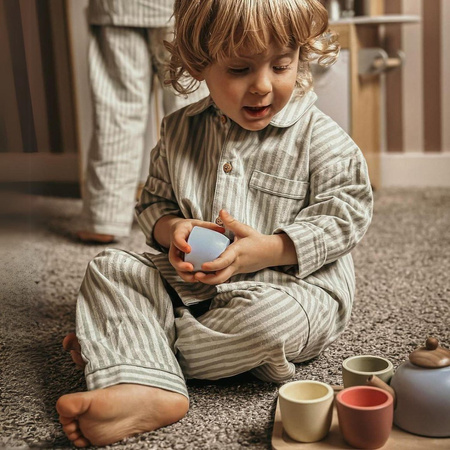 Drewniany Zestaw Do Parzenia Herbaty Dzbanek + Filiżanki Dla Dziecka 7 el.