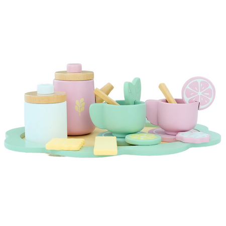 MERKAN Drewniany Zestaw Do Herbaty Czajnik Filiżanki + Tacka