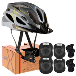 Kask Rowerowy Regulowany Ochronny In-mold Wentylowany + Zestaw Ochraniaczy