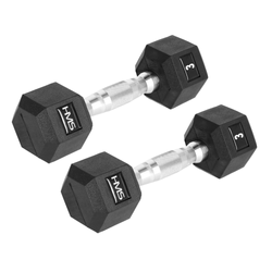 Hantle Ciężarki Gumowane Do Ćwiczeń Treningu Siłowego HEX PRO 2x3 kg HMS