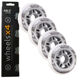 Kółka Do Łyżworolek Kauczukowe Zestaw 4 szt. Białe 80 mm Nils Extreme