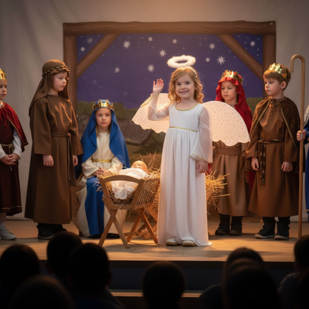 Strój Kostium Aniołka Sukienka Skrzydła + Aureola Na Jasełka Bal Świętych