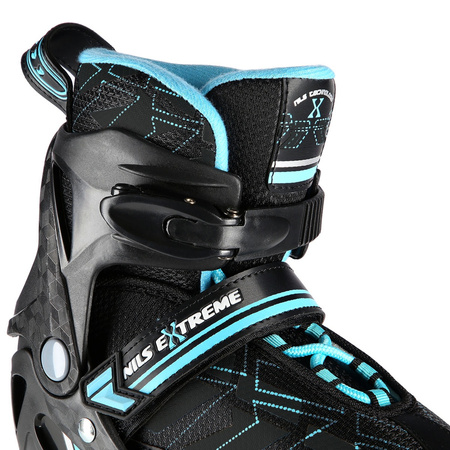 Rolki Regulowane Łyżworolki Czarne Rekreacyjne Kauczukowe Kółka ABEC-7