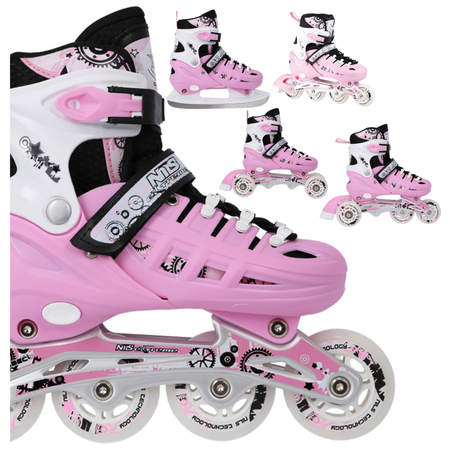 Łyżwy Rolki Regulowane Dziecięce Hokejowe 4w1 Łyżworolki Wrotki Kółka Kauczukowe	