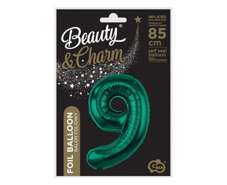 Balon Foliowy Na Urodziny Rocznice Butelkowa Zieleń Duży 85 cm Cyfra 9