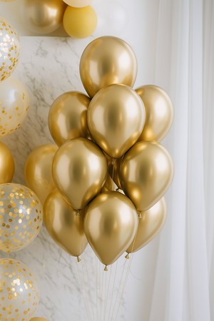 Balony Lateksowe Złote Klasyczne Chromowane Na Ślub Wesele 33 cm - 50 szt.