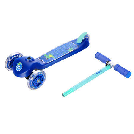 Hulajnoga Trójkołowa Dla Dzieci Balansowa Niebieska Regulowana Kółka LED