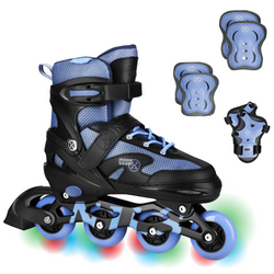 Rolki Regulowane Rekreacyjne Kauczukowe Kółka LED + Zestaw Ochraniaczy NILS