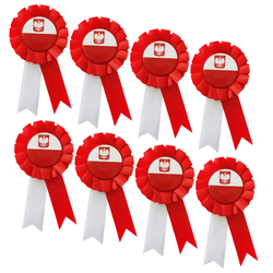 Kotylion Narodowy Biało-Czerwony Flaga Godło Orzeł POLSKA GODAN 8 szt.