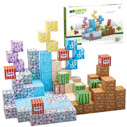 Klocki Magnetyczne Konstrukcyjne Zestaw 100 Elementów Edukacyjne Dla Dzieci
