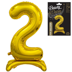 Balon Foliowy Na Urodziny Rocznice Jubileusze Złoty Duży Cyfra 2 Stojąca