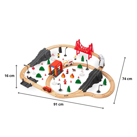 Drewniana Kolejka Pociąg Na Baterie Straż Pożarna Dla Dziecka MAMABRUM