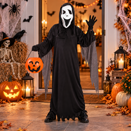 Strój Ducha Przebranie Na Halloween Dla Dziecka + Wiaderko Dynia GODAN