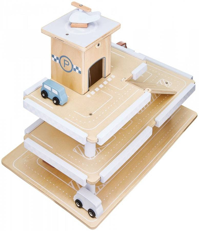 Duży Drewniany Parking Garaż + Samochodziki Zabawka Dla Dzieci MAMABRUM