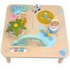 MERKAN Drewniany Stolik Edukacyjny Interaktywny Kolorowe Zwierzątka Z Kolejką